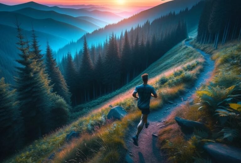 Running in the mountains.